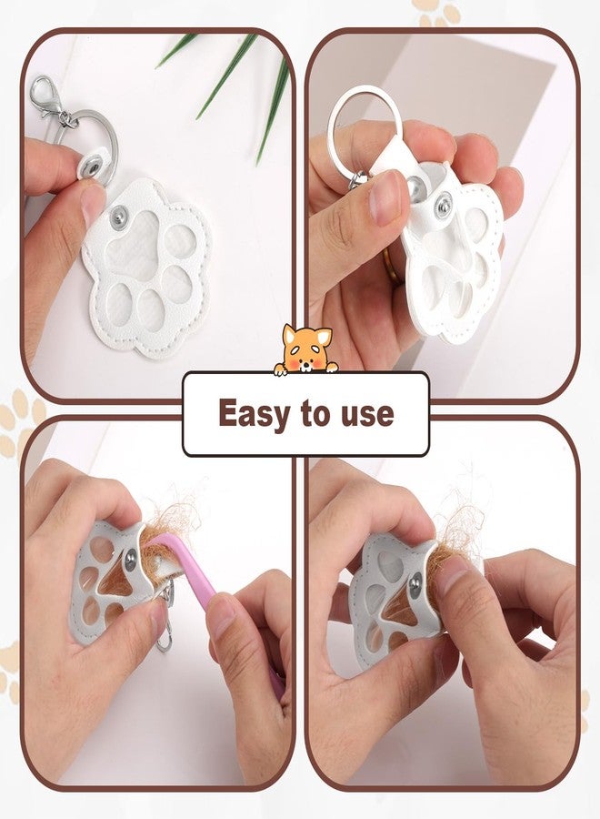 Penitue 2pcs Dog Hair Keychain, Leather Pet Memorial Key chain Cute Pet Fur Memory Keepsake Holder Collector Storage Keeper Charm Gifts Collection for Bag & Purse Decoration (Black, White) - Image 5
